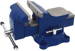 Irwin - 6" Jaw Width, 5" Opening Capacity, 3" Throat Depth, Steel Swivel Bench Vise - Bolt Down Base Attachment, Anvil - Exact Tooling