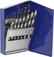 Irwin - 1/16 to 1/2", 118° Point, Bright Finish, High Speed Steel Jobber Length Drill Bit Set - Exact Tooling