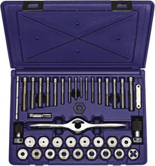 Irwin Hanson - M3x0.50 to M12x1.75 Tap, M3x0.50 to M12x1.75 Die, Tap and Die Set - Bright Finish Carbon Steel, Carbon Steel Taps, Nonadjustable, 40 Piece Set - Exact Tooling