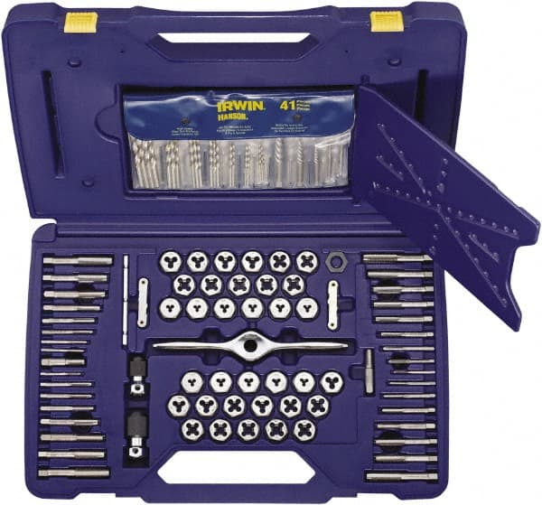 Irwin Hanson - 1/8-27 to #12-24, Die and Drill Set - 5/16" to Letter Z, 116 Piece Set - Exact Tooling