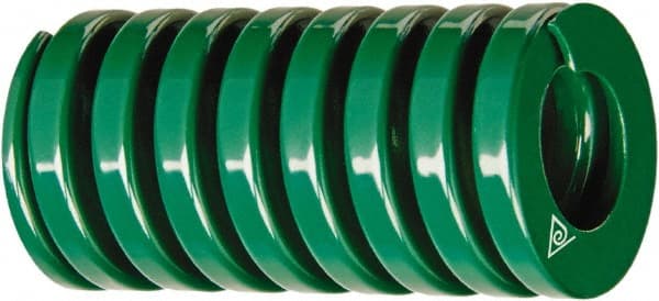 Associated Spring Raymond - 2" Hole Diam, 1" Rod Diam, 5" Free Length, Green Die Spring - 1225 Lb Max Deflection, 3.0472" Max Deflection, Light Duty, Chromium Alloy Steel - Exact Tooling