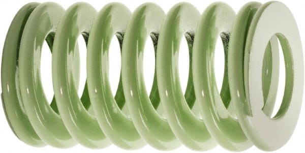 Associated Spring Raymond - 25mm Hole Diam, 12.5mm Rod Diam, 5-1/2" Free Length, Light Green Die Spring - 197 Lb Max Deflection, 3.5945" Max Deflection, Ultra Light Duty, Chromium Alloy Steel - Exact Tooling