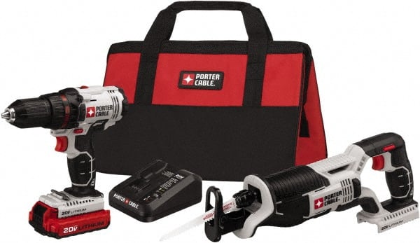 Porter-Cable - 20 Volt Cordless Tool Combination Kit - Includes 1/2" Drill/Driver & Reciprocating Saw, Lithium-Ion Battery Included - Exact Tooling