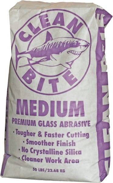 NC Minerals - Medium Grade Angular Crushed Glass - 40 to 80 Grit, 50 Lb Bag - Exact Tooling