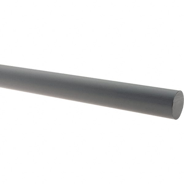 Made in USA - 5' Long, 12" Diam, PVC Plastic Rod - Gray - Exact Tooling