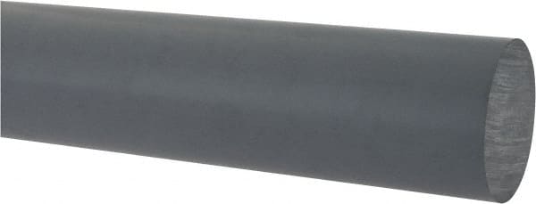 Made in USA - 5' Long, 1-1/4" Diam, PVC Plastic Rod - Gray - Exact Tooling