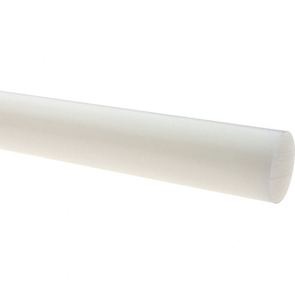 Value Collection - 4' Long, 2-1/2" Diam, Polyethylene (LDPE) Plastic Rod - White - Exact Tooling