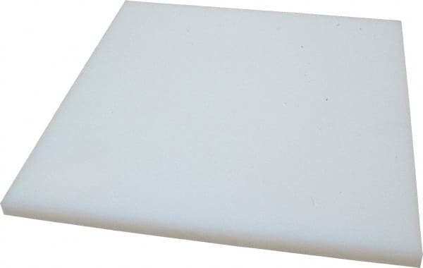 Made in USA - 1/2" Thick x 12" Wide x 1' Long, Polyethylene (UHMW) Sheet - White, ±0.10% Tolerance - Exact Tooling