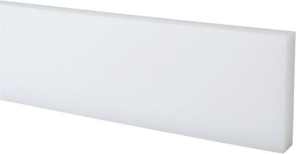 Made in USA - 5 Ft. Long x 3 Inch Wide x 3/4 Inch High, UHMW Polyethylene, Rectangular Plastic Bar - White, +/- 0.10 Tolerance - Exact Tooling