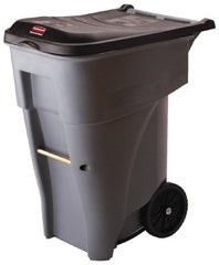 Rubbermaid - 65 Gal Gray Rectangle Trash Can - Polyethylene, 41.8" High x 32.3" Long x 25.3" Wide - Exact Tooling