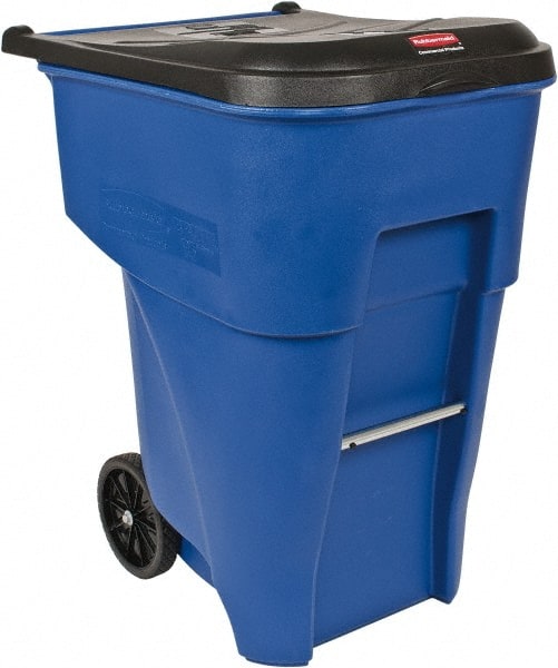 Rubbermaid - 95 Gal Blue Rectangle Trash Can - Polyethylene, 45.6" High x 35.4" Long x 27.3" Wide - Exact Tooling