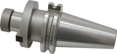 Accupro - CAT40 Taper Shank 1" Pilot Diam Shell Mill Holder - 1-3/4" Flange to Nose End Projection, 1/2-20 Lock Screw, Through-Spindle & DIN Flange Coolant - Exact Tooling