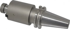 Accupro - CAT40 Taper Shank 1" Pilot Diam Shell Mill Holder - 4" Flange to Nose End Projection, 1/2-20 Lock Screw, Through-Spindle & DIN Flange Coolant - Exact Tooling
