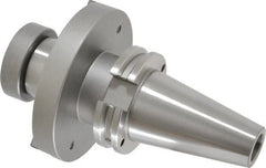 Accupro - CAT40 Taper Shank 1-1/2" Pilot Diam Shell Mill Holder - 2" Flange to Nose End Projection, 3/4-16 Lock Screw, Through-Spindle & DIN Flange Coolant - Exact Tooling
