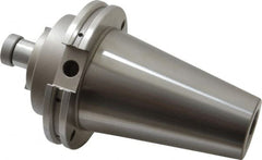 Accupro - CAT50 Taper Shank 3/4" Pilot Diam Shell Mill Holder - 1-3/4" Flange to Nose End Projection, 3/8-24 Lock Screw, Through-Spindle & DIN Flange Coolant - Exact Tooling