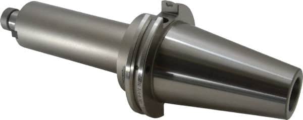 Accupro - CAT50 Taper Shank 3/4" Pilot Diam Shell Mill Holder - 6" Flange to Nose End Projection, 3/8-24 Lock Screw, Through-Spindle & DIN Flange Coolant - Exact Tooling