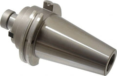 Accupro - CAT50 Taper Shank 1" Pilot Diam Shell Mill Holder - 1-3/4" Flange to Nose End Projection, 1/2-20 Lock Screw, Through-Spindle & DIN Flange Coolant - Exact Tooling