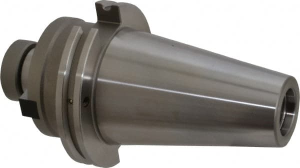 Accupro - CAT50 Taper Shank 1-1/4" Pilot Diam Shell Mill Holder - 1-3/4" Flange to Nose End Projection, 5/8-18 Lock Screw, Through-Spindle & DIN Flange Coolant - Exact Tooling