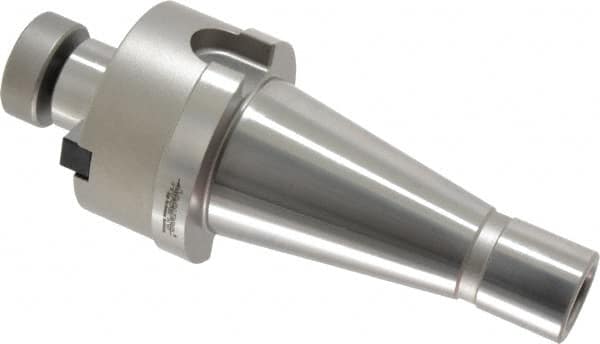 Accupro - NMTB40 Taper Shank 1" Pilot Diam Shell Mill Holder - 1.31" Flange to Nose End Projection, 1/2-20 Lock Screw, Through-Spindle Coolant - Exact Tooling