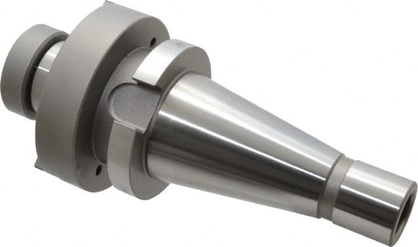 Accupro - NMTB40 Taper Shank 1-1/4" Pilot Diam Shell Mill Holder - 1-1/2" Flange to Nose End Projection, 5/8-18 Lock Screw, Through-Spindle Coolant - Exact Tooling