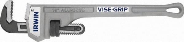 Irwin - 18" Aluminum Straight Pipe Wrench - 2-1/2" Pipe Capacity - Exact Tooling