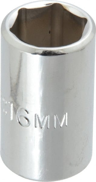 Proto - 1/2" Drive, Standard Hand Socket - 6 Points, 1-1/2" OAL, Chrome Finish - Exact Tooling