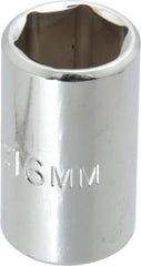 Proto - 1/2" Drive, Standard Hand Socket - 6 Points, 1-1/2" OAL, Chrome Finish - Exact Tooling