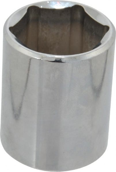 Proto - 1/2" Drive, Standard Hand Socket - 6 Points, 1-1/2" OAL, Chrome Finish - Exact Tooling