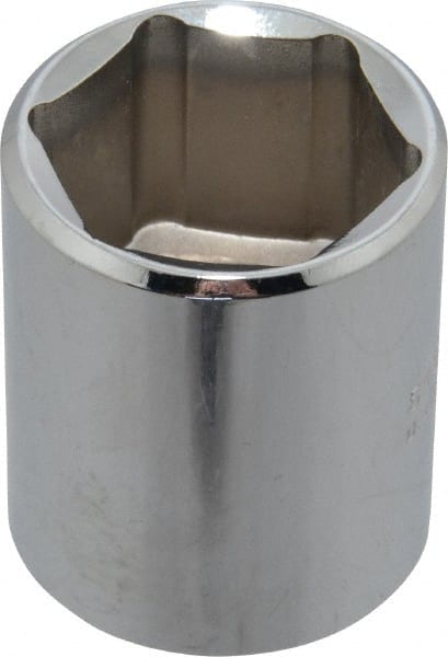 Proto - 1/2" Drive, Standard Hand Socket - 6 Points, 1-1/2" OAL, Chrome Finish - Exact Tooling
