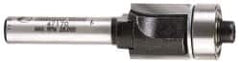 Amana Tool - 1/2" Cut Diam, 1/2" Length of Cut, 2 Flute Flush Trim Edge Profile Router Bit - Carbide-Tipped, 1/4" Shank Diam, 1-31/32" OAL, Uncoated - Exact Tooling