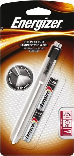 Energizer - White LED Bulb, 21 Lumens, Mini Flashlight - Silver Stainless Steel Body, 2 AAA Batteries Included - Exact Tooling