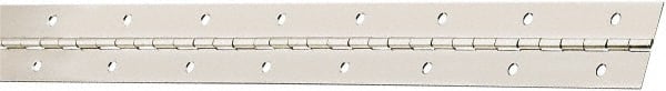 National Mfg. - 30" Long x 1-1/2" Wide, Steel Satin Nickel Coating Continuous Hinge - 0.042" Thick with Holes - Exact Tooling