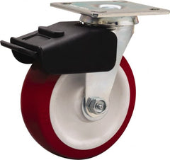 Hamilton - 6" Diam x 2" Wide x 7-1/2" OAH Top Plate Mount Swivel Caster - Polyurethane Mold on Polypropylene, 850 Lb Capacity, Straight Roller Bearing, 4 x 4-1/2" Plate - Exact Tooling