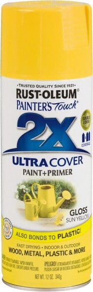 Rust-Oleum - Sun Yellow, Gloss, Enamel Spray Paint - 8 to 12 Sq Ft per Can, 12 oz Container - Exact Tooling