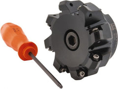 Kennametal - 3" Cut Diam, 1" Arbor Hole, 3.23mm Max Depth of Cut, 45° Indexable Chamfer & Angle Face Mill - 8 Inserts, HNGJ 0604... Insert, Right Hand Cut, 8 Flutes, Through Coolant, Series Dodeka Mini - Exact Tooling