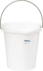 Vikan - 3 Gal, Polypropylene Round White Single Pail with Pour Spout - Handle Included - Exact Tooling