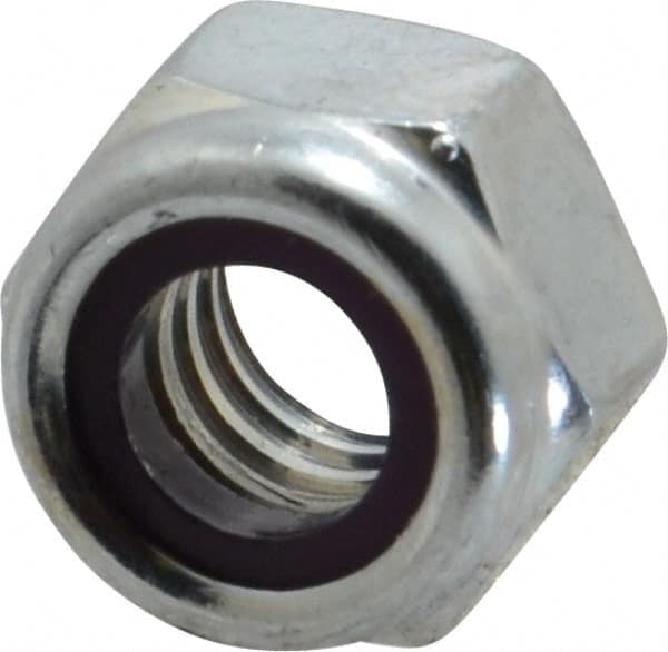 Value Collection - 5/16-18 UNC Grade B Hex Lock Nut with Nylon Insert - 1/2" Width Across Flats, 11/32" High, Zinc-Plated Finish - Exact Tooling