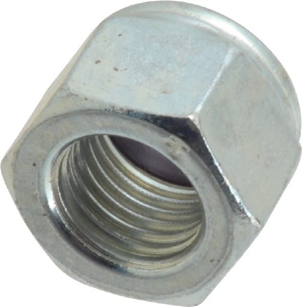 Value Collection - 3/8-24 UNF Grade B Hex Lock Nut with Nylon Insert - 9/16" Width Across Flats, 29/64" High, Zinc-Plated Finish - Exact Tooling