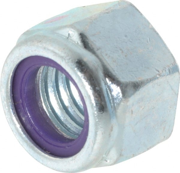 Value Collection - 1/2-13 UNC Grade B Hex Lock Nut with Nylon Insert - 3/4" Width Across Flats, 19/32" High, Zinc-Plated Finish - Exact Tooling
