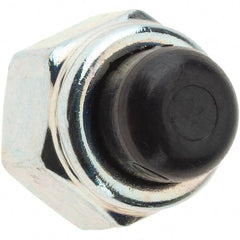 Value Collection - 1/4-28" UNF, 7/16" Width Across Flats, Zinc Plated, Steel Acorn Nut - 31/64" Overall Height, Nylon Insert Type, Grade 2 - Exact Tooling