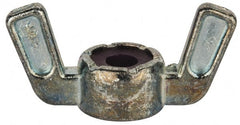 Value Collection - #10-32 UNF, Zinc Plated, Zinc Alloy Nylon-Insert Locking Wing Nut - Grade 2, 1.031" Wing Span, 1/2" Wing Span - Exact Tooling