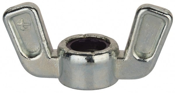 Value Collection - 3/8-16 UNC, Zinc Plated, Zinc Alloy Nylon-Insert Locking Wing Nut - Grade 2, 1-1/2" Wing Span, 0.718" Wing Span - Exact Tooling