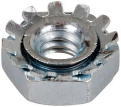 Value Collection - M6x1, Zinc Plated, Steel Hex Nut with External Tooth Washer - 11.5mm Washer Diam, 10mm Width Across Flats - Exact Tooling
