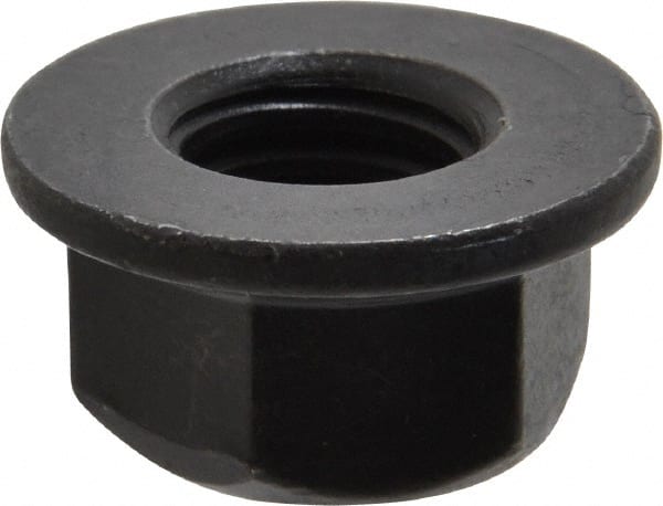 Value Collection - 1/2-13 UNC Grade G Hex Flange Lock Nut with Distorted Thread - 3/4" Width Across Flats, 27/64" High, Phosphate & Oil Finish - Exact Tooling