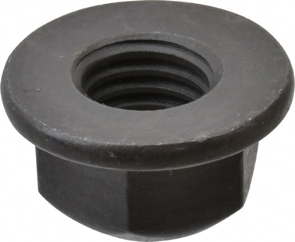 Value Collection - 5/8-11 UNC Grade G Hex Flange Lock Nut with Distorted Thread - 15/16" Width Across Flats, 11/16" High, Phosphate & Oil Finish - Exact Tooling