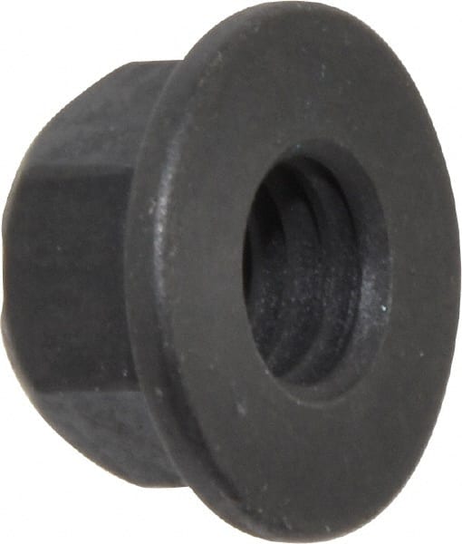 Value Collection - 3/8-16 UNC Grade G Hex Flange Lock Nut with Distorted Thread - 9/16" Width Across Flats, 27/64" High, Phosphate & Oil Finish - Exact Tooling