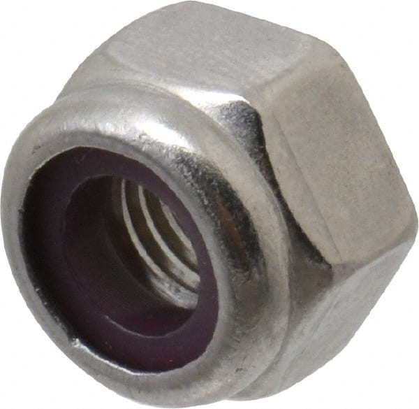 Value Collection - 1/4-28 UNF 18-8 Hex Lock Nut with Nylon Insert - 7/16" Width Across Flats, 5/16" High - Exact Tooling
