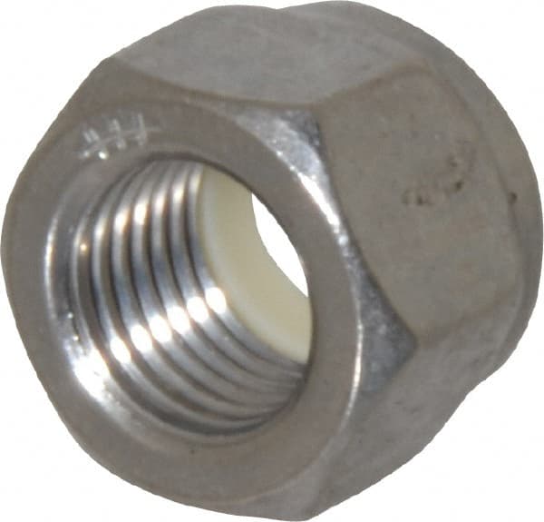 Value Collection - 3/8-24 UNF 18-8 Hex Lock Nut with Nylon Insert - 9/16" Width Across Flats, 29/64" High, Uncoated - Exact Tooling