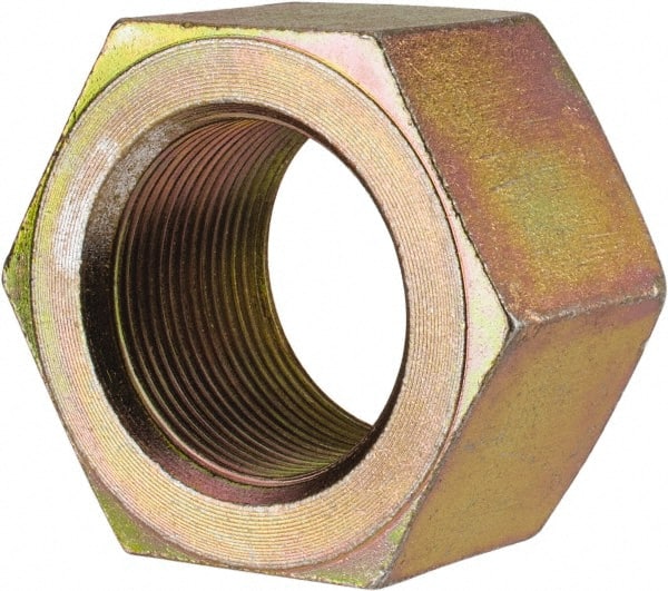Value Collection - 1-3/4 - 12 UN Steel Right Hand Hex Nut - 2-3/4" Across Flats, 1-1/2" High, Zinc Yellow Dichromate Finish - Exact Tooling