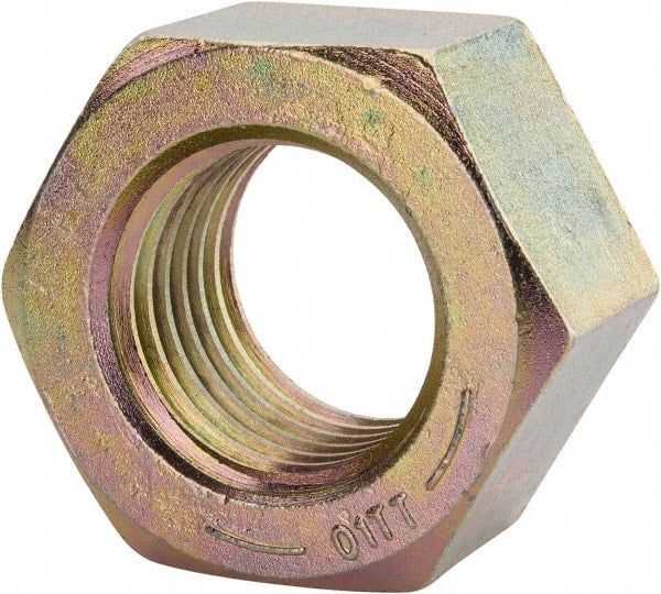 Value Collection - 2 - 4-1/2 UNC Steel Right Hand Hex Nut - 3-1/8" Across Flats, 1-23/32" High, Zinc Yellow Dichromate Finish - Exact Tooling